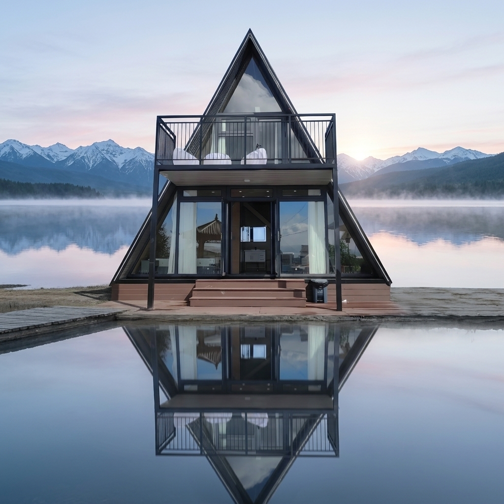 Triangular Prefab Modular House, Anti-Corrosion Sturdy Structure Serving As Outdoor Backyard Temporary Living Space