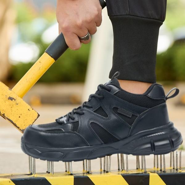 Zapatos de seguridad industriales Zapatos de trabajo de fibra microfibra unisex Zapatos de trabajo de tejido volador Zapatos de seguridad EVA