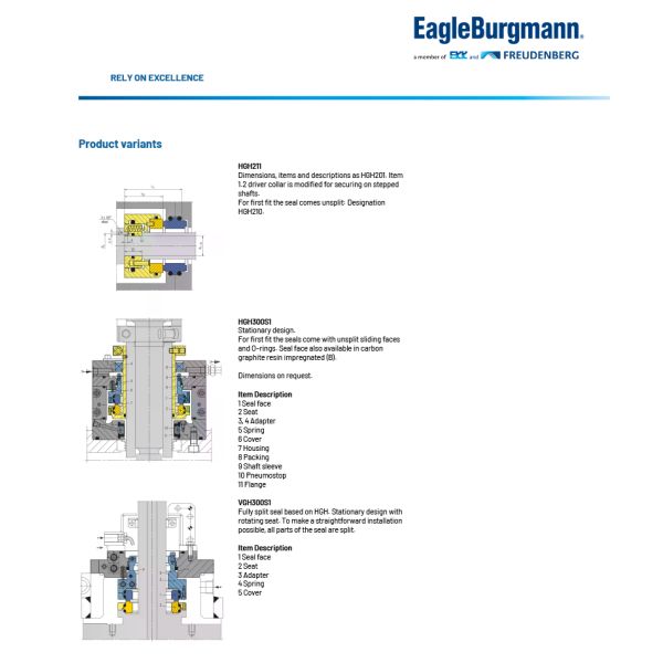 Rotating Split Seal 310mm Eagleburgmann Mechanical Seals For Pumps