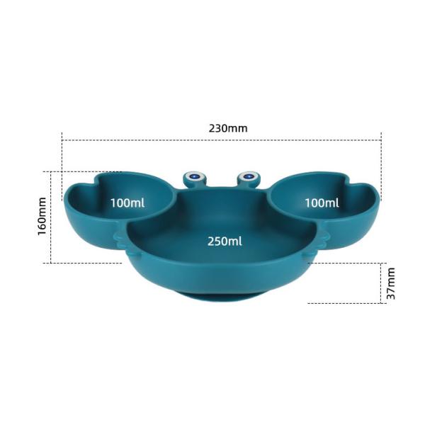 Crab Shape Silicone Suction Bowl Divided Eco Friendly Food Grade For Babies