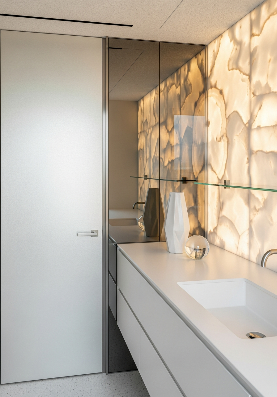 Mirror-Panel Entry System in 304 Stainless Steel with Pearl Nano-Coating