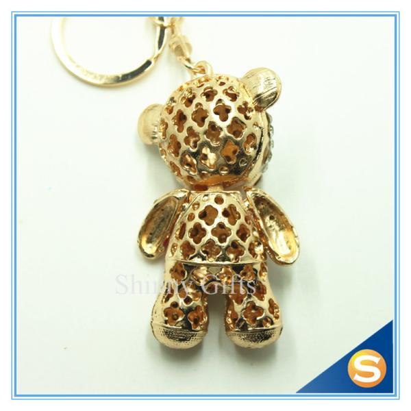 3D Teddy Bear Cute Cartoon Rhinestone Animal Shape Key Chain for Valentine's Day Gift
