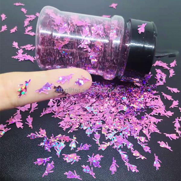Dancing Girl Glitter Shaped DIY Manual Crystal Mud Filling Nail Art Flowers PET Occasion Wedding Party Home Decoration