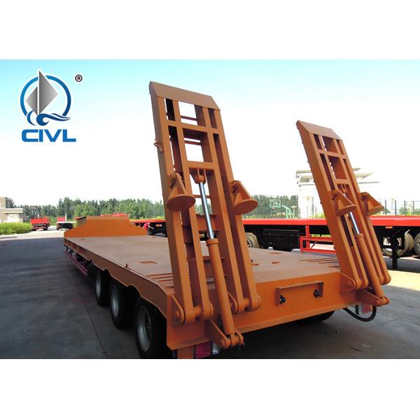 Yellow 3 Axles Low Bed Semi Trailer Trucks / 20T 30T Manual side tipper Truck Trailer Howo
