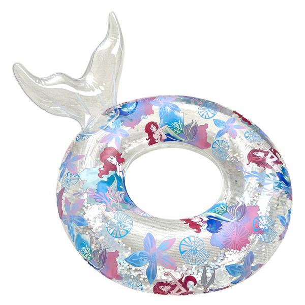 Kids' Outdoor Pool Fun with Inflatable Fish Tail Float Decorations and Swim Tubes