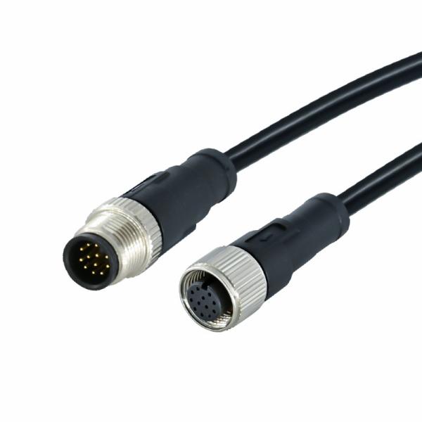 A bateria fêmea masculina do conector impermeável do PVC PUR M12 de Rigoal que solda M12 prende o conector