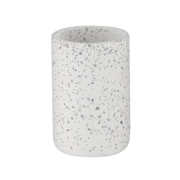 Grey Terrazzo Bathroom Accessories Set Round For Bathroom Cleaning With Black Parts