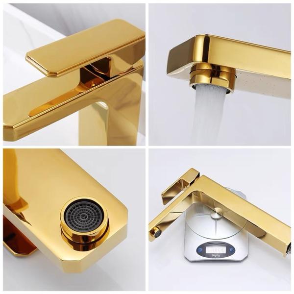 Отполированный кран таза мытья ручки золотого латунного санитарного Faucet изделий одиночный