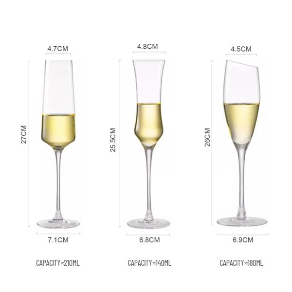 Clear Bulk Glassware Hand-Blown Crystal Champagne Flutes 7.5oz (Set of 6) for Hospitality/Gifting