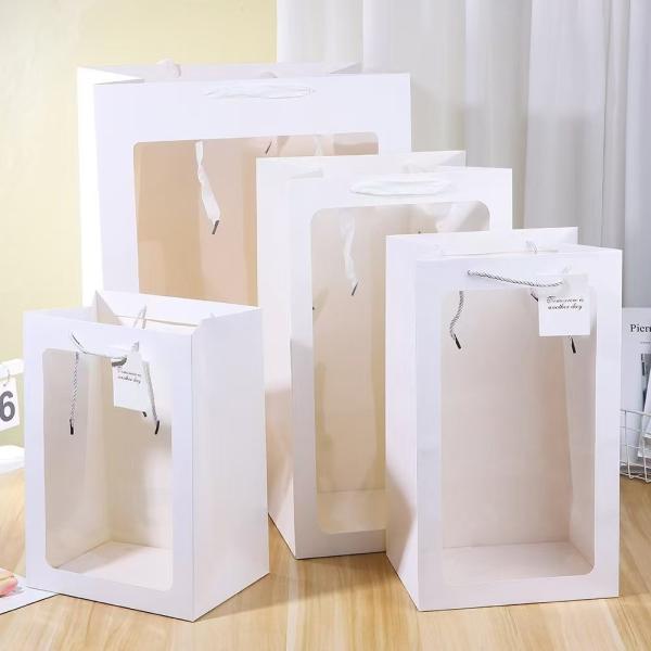 Valentine'S Day Gift Thickened Gift Bag Transparent Handbag Bouquet Packaging Bag