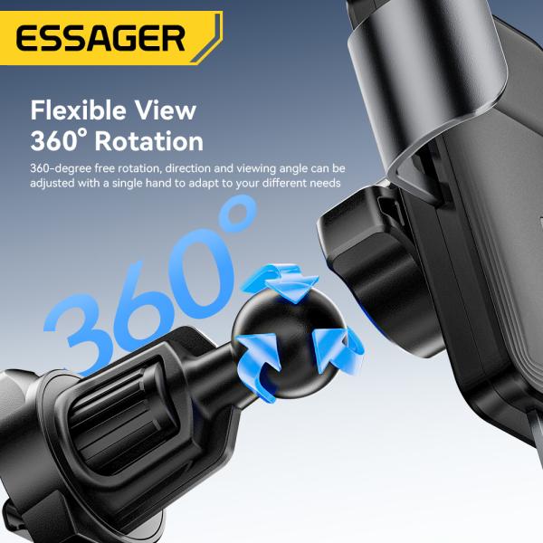 ESSAGER ES-ZJ32 Flexible Black 360 Rotating Air Vent Car Mount Mobile Phone Holder Stand Convenient and Easy for Your Car