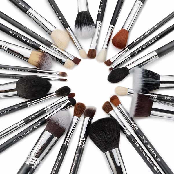 Jessup 27pcs Professional Makeup Brush Kit Copper Ferrule Synthetic Hair