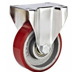 medium duty 5 rigid  PU cast iron core caste, 5 fixed red PU cast iron caster