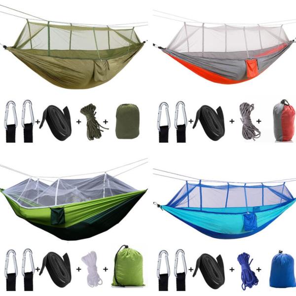 Outdoor Portable Camping Hammock With Mosquito Net Ultra Light Nylon Green