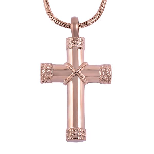Women's Gold Personalized Cross Pendant Necklace For Ashes Urn Cremation Jewelry