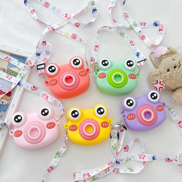 Cute Frog Silicone Pencil Box School Supplies Pencil Case For Kids Makeup Bag Shoulder Bag For Christmas Birthday Gift