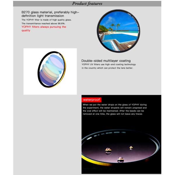 Optical Glass Dslr Ir Filter , L41 IR Camera Filter UV For Filtering Rays