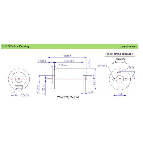 28mm 24v Dc Brushless Motor 10000 Rpm For Spin Coater, Vending Machine, Pump BL2838