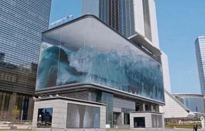 Transparent Glass Curtain Wall Building Customized Outdoor LED Curtain Display