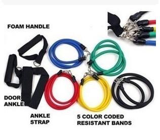 Resistance fitness band kit for body building with door anchor