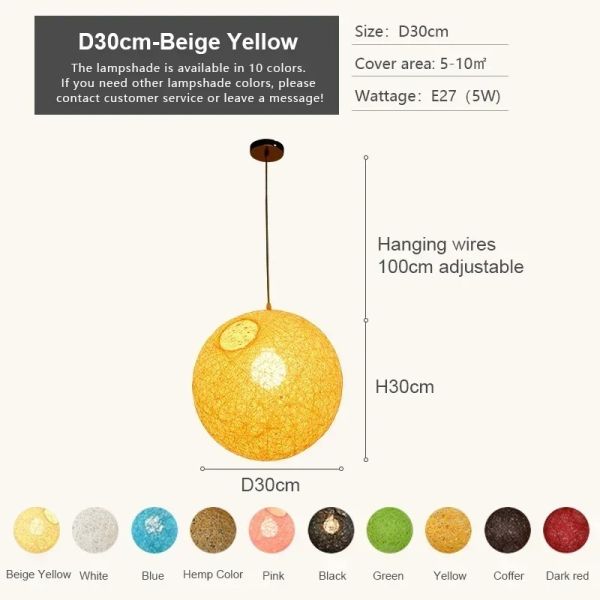 Loft Hanging Lamp Living Room Home Decoration Nordic Rattan Weaving Spherical Pendant light(WH-WP-145)