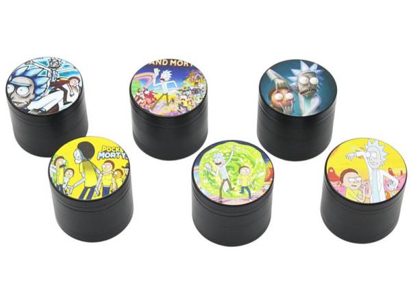 Patterned Zinc Alloy 10 Inch Herb Grinder Flat Animation - Black Style