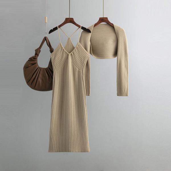 Autumn Outdoor Activity 2024 New camisole knit camisole cardigan dress women's sweater two-piece set