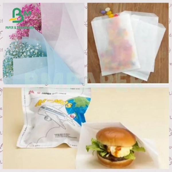 30grs Customize Biodegradable Food Safe MG White Kraft Paper Roll 30 грамм биоразлагаемая пищевая безопасная белая бумага