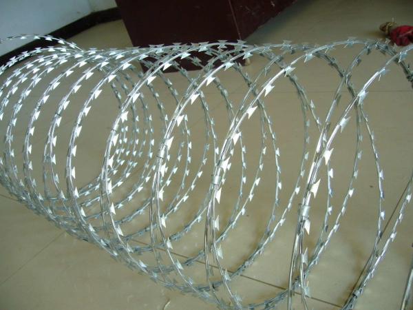 Electro Galvanized Concertina Razor Barbed Wire Razor Tape 12 Gauge in Stock Cheap in Africa