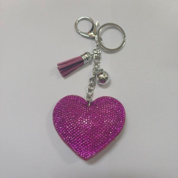 GUGEER Rhinestone Heart Charm Keychain - Cute Bag Purse Handbag Accessories - Tassel Key Chain for Women Men