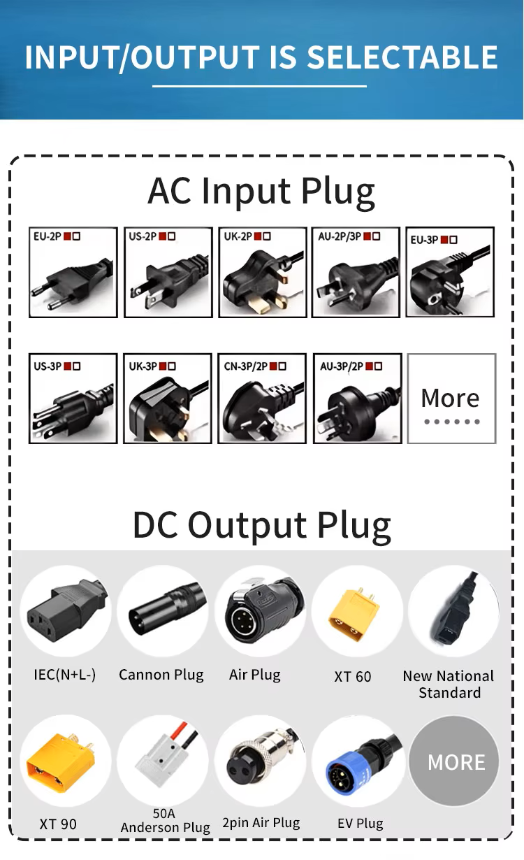 CC CV Mode Adjustable Voltage and Current 48V 8A Battery Charger with Digital Screen for LiFePo4 Batteries