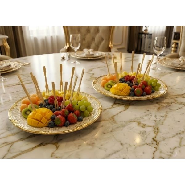 OEM Disposable Bamboo Tableware Double Prong Fruit Forks For Catering & Events