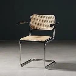Custom Rattan Dining Chairs with Stainless Steel Frame