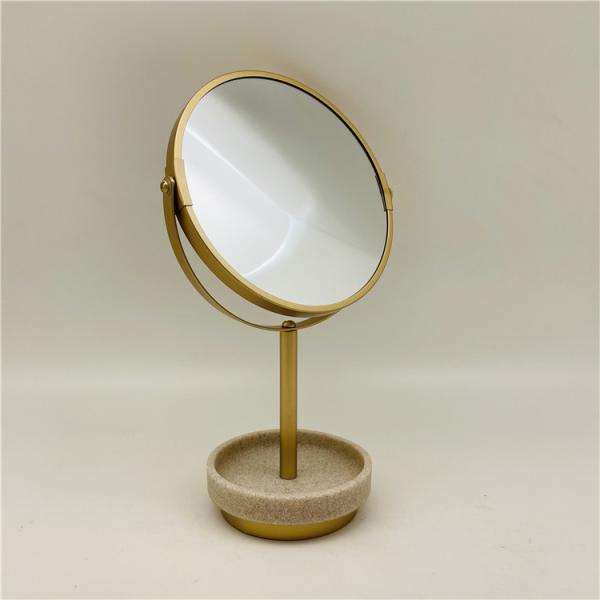 Round Polyresin Bathroom Bathroom Soap Set Bowl Brush 37cm Sand Stone Look