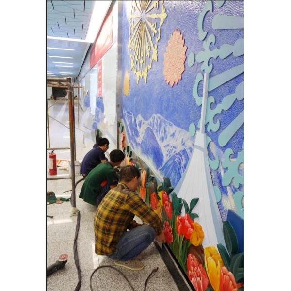 скульптура стены нержавеющей стали длины 12м, современная скульптура сброса