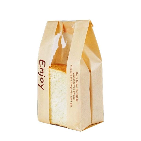 Moisture Resistant Window Paper Bags Eco Friendly Kraft Paper Bread Bag Greaseproof