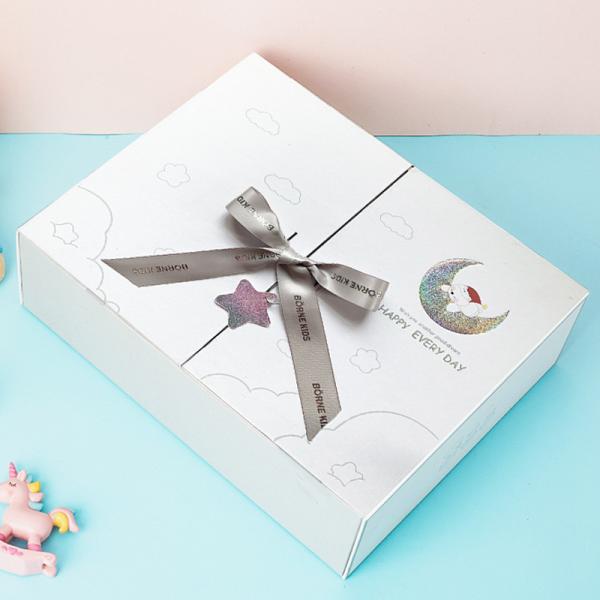 OEM Embellished Ribbon Rigiding Double Door Flat Pack Gift Boxes  Custom Order