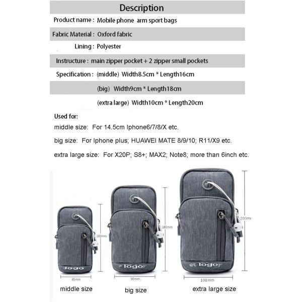 Different Size Outdoor Running waterproof Arm Bag Running Mobile Phone Sports Arm Bags