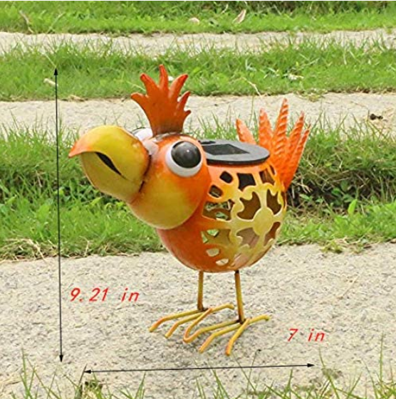 Metal 7 Inch Solar Powered Garden Birds