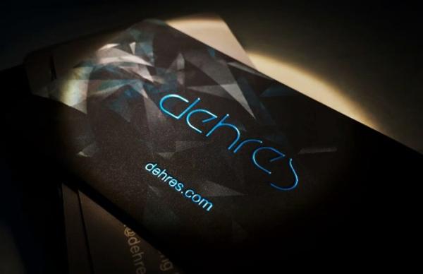Blue Foil Stamped Soft Touch Coating Business Cards Square Rounded Edges