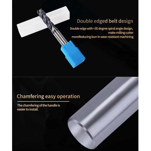 HRC50/55/60/65 4 Flute Carbide End Mill 3mm - 12mm Diameter For Stainless Steel