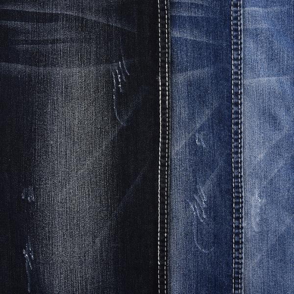 Spandex Stretch Dark Blue Denim Fabric 9.3 Oz JX767-3 With Shrinkage W 10-11% And Yarn Count 8 7.5SB*10/40D 75D