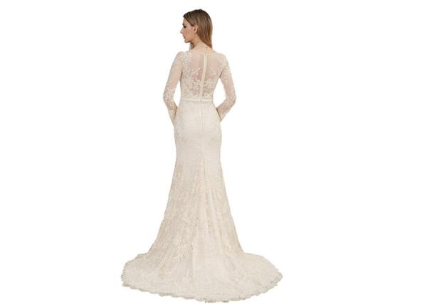 Arabic Style Evening White Long Sleeve Prom Dress For Women 100% Polyester Material