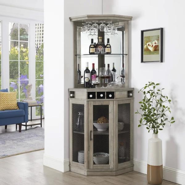 Wooden Crate Corner Wine Bar Cabinet rack Home Furniture