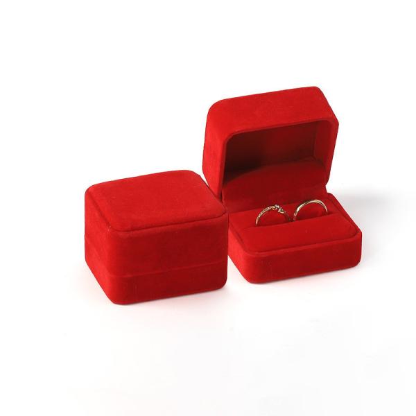 square dark green Velvet Jewelry wedding ring packaging flip Jewellery Box