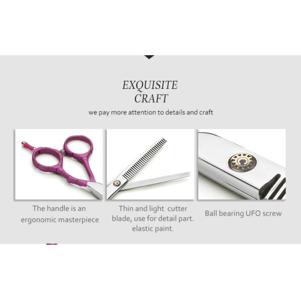 Slim Colourful Professional Hair Thinning Shears Pink Painted High Precision