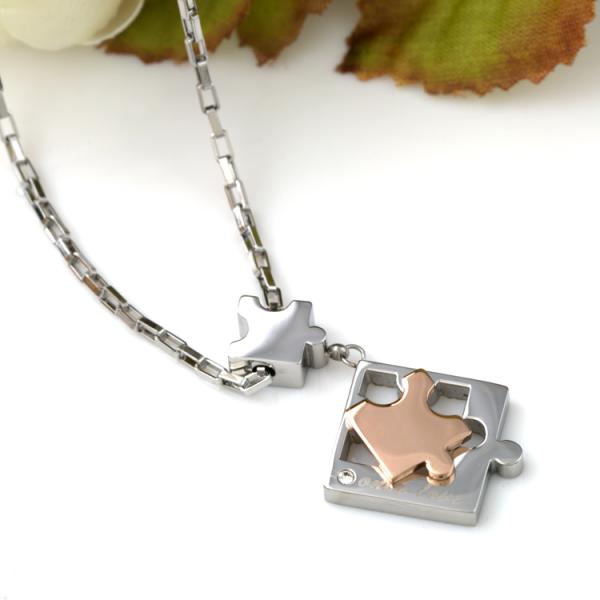 Couple necklace with Stainles Steel Materials, Lovers Puzzle Pendant Necklace