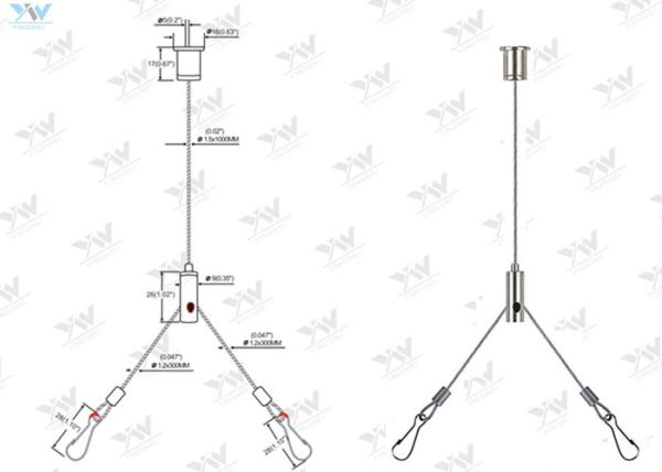 Y - Type Cross Cable Suspension Kits With Clips Applied 600mm X 600mm LED Panel Light