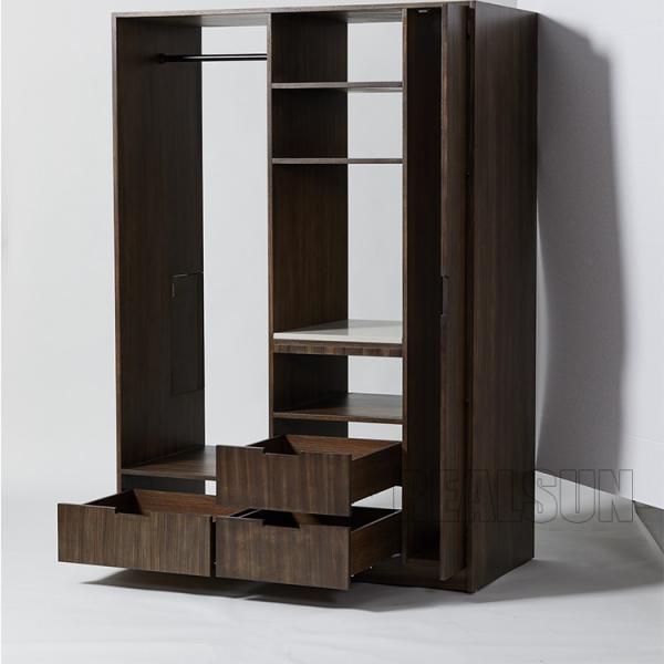 3 Drawers Hotel Room Wardrobe With Stainless Steel Rod And 2 Shelves Closet