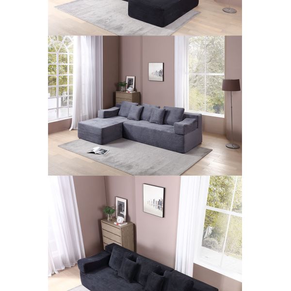 Italian High Density Sponge Compressed L-Shaped Modular Sectional Sofa Upholstered Living Room Apartment